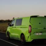 3/4 arrière Ford E-Transit Custom MS-RT